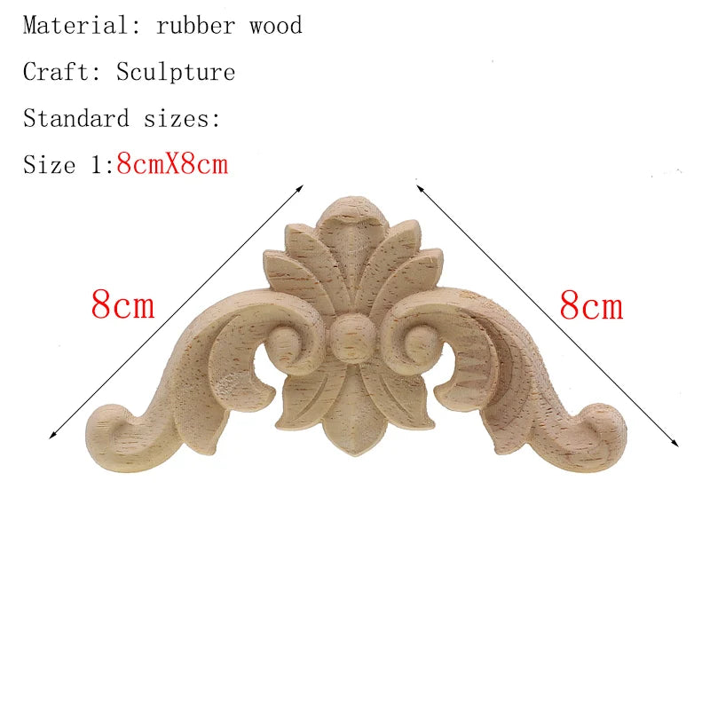 1Pc Unique Natural Floral Wood Carved Wooden Figurines Crafts Corner Appliques Frame Wall Door Furniture Woodcarving Decorative