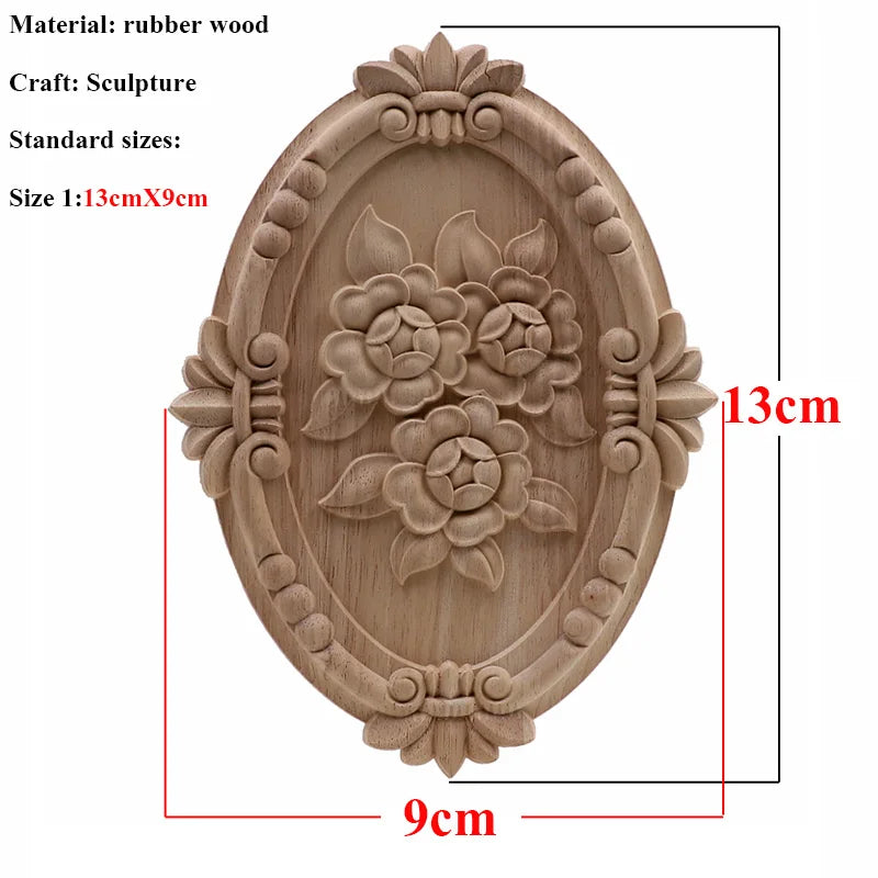 VZLX Unique Natural Floral Wood Carved Wooden Figurines Crafts Corner Appliques Frame Wall Door Furniture Woodcarving Decorative