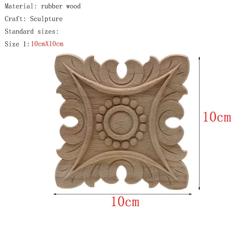 1Pc Unique Natural Floral Wood Carved Wooden Figurines Crafts Corner Appliques Frame Wall Door Furniture Woodcarving Decorative