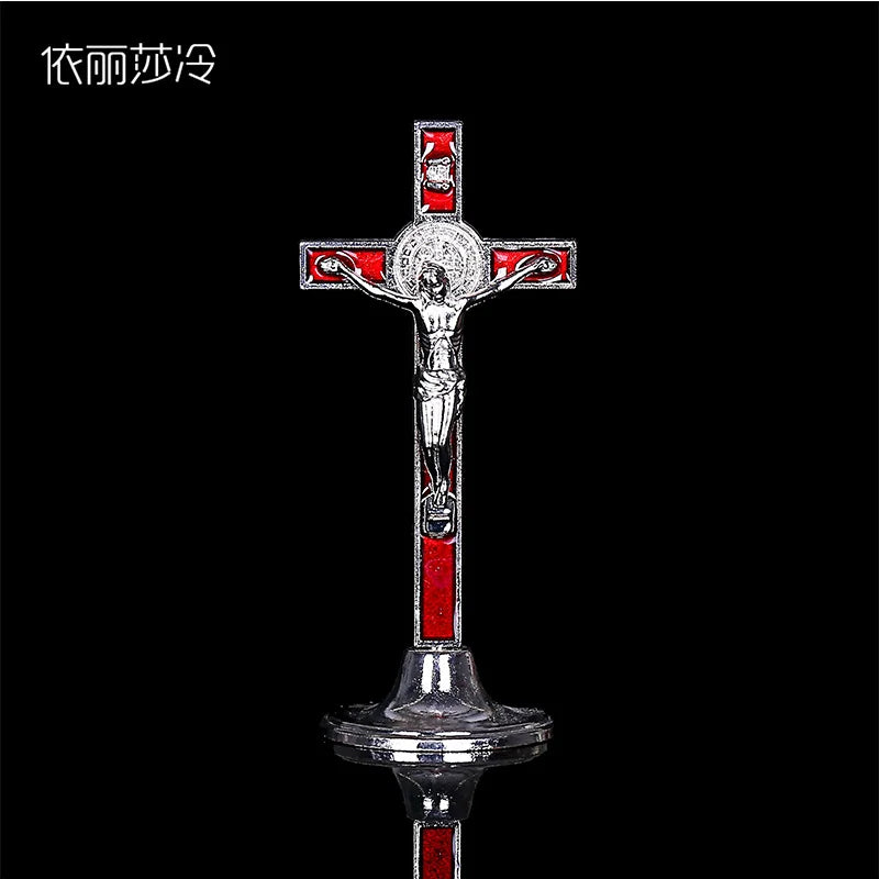 Large Jesus Christian Cross Car Ornament Statue Catholic Cross Santa Cruz Decoration Statue Classic Jesus Cross Statue. 22x5.5CM