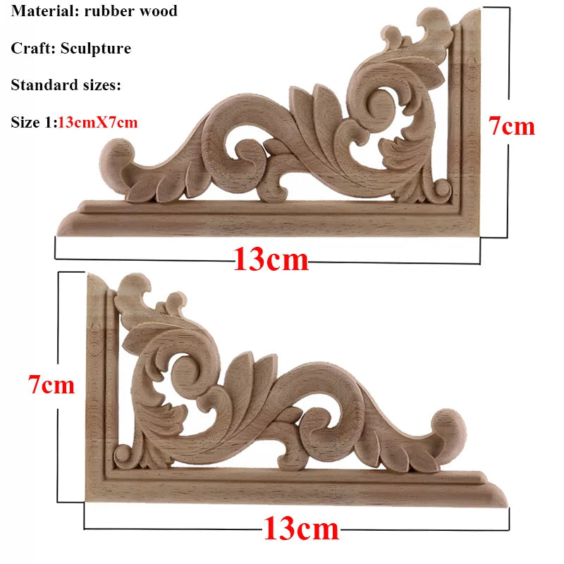 VZLX Unique Natural Floral Wood Carved Wooden Figurines Crafts Corner Appliques Frame Wall Door Furniture Woodcarving Decorative