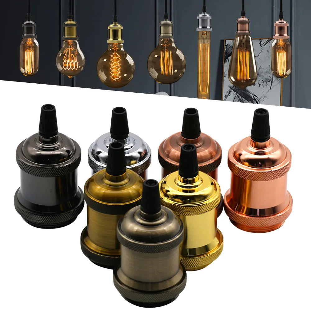Vintage Retro Edison Lamp Pendant light E27 Socket Pendant lights Screw Bulb base Aluminum Light Industrial Retro Lamp Holder
