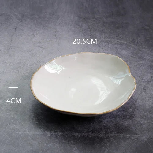 Nordic Ceramic Tableware Irregular Rice Bowl Dessert Salad Bowl Seasoning Bowl Flat Plate Dish Dishes and Plates Sets