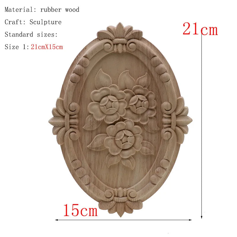 1Pc Unique Natural Floral Wood Carved Wooden Figurines Crafts Corner Appliques Frame Wall Door Furniture Woodcarving Decorative