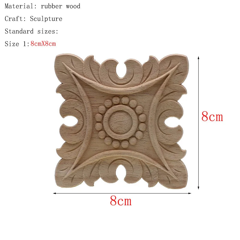 1Pc Unique Natural Floral Wood Carved Wooden Figurines Crafts Corner Appliques Frame Wall Door Furniture Woodcarving Decorative