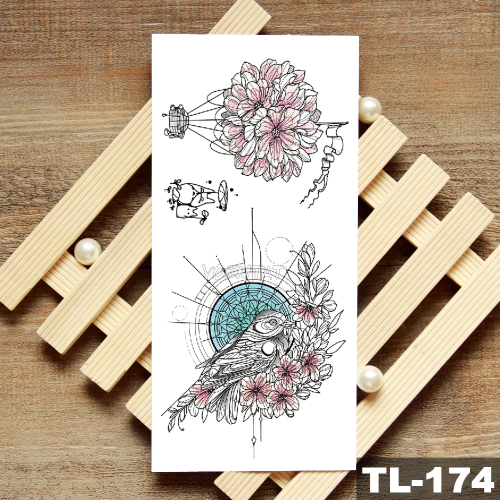 Lotus Peony Rose Flowers Waterproof Temporary Tattoo Sticker Minimalist Flash Tattoos Body Art Fake Arm tatoo Women