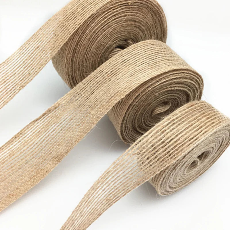 5M 10M Natural Vintage Jute Burlap Ribbon DIY Weddings Belt Strap Floristry Wedding Party Decor Craft   5BB5411