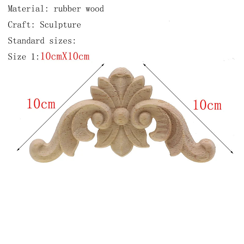 1Pc Unique Natural Floral Wood Carved Wooden Figurines Crafts Corner Appliques Frame Wall Door Furniture Woodcarving Decorative