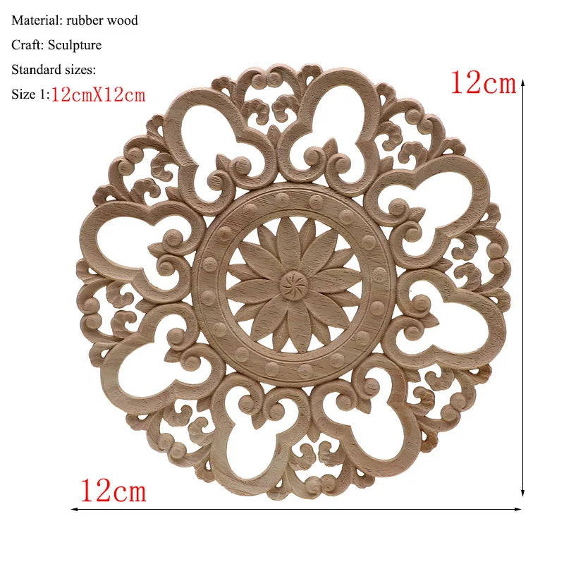 1Pc Unique Natural Floral Wood Carved Wooden Figurines Crafts Corner Appliques Frame Wall Door Furniture Woodcarving Decorative