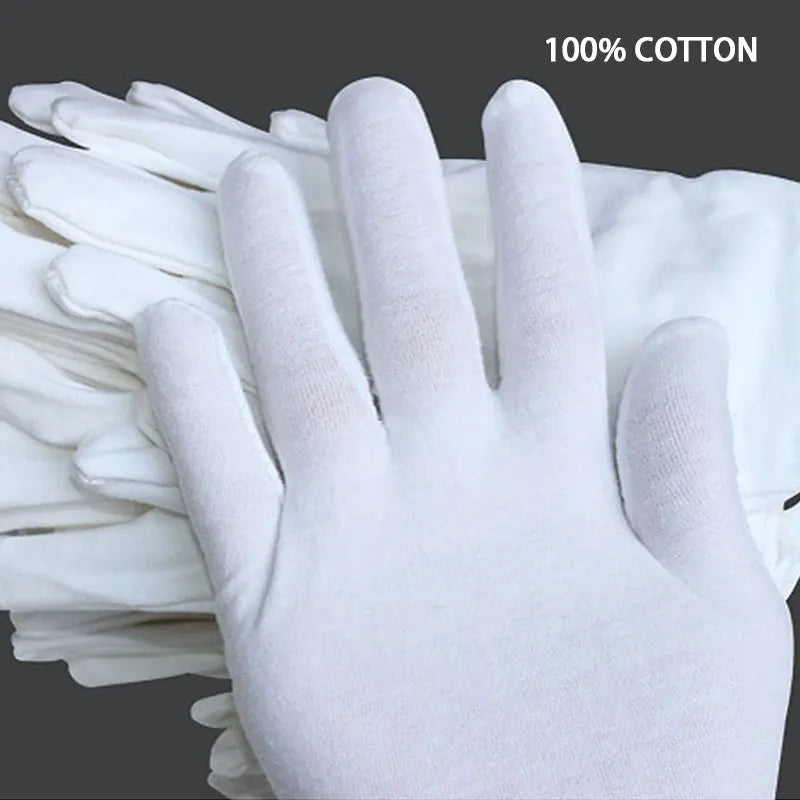 24Pieces/12 Pairs White Cotton Cloth Thin Etiquette Wenwan Quality Inspection Gloves