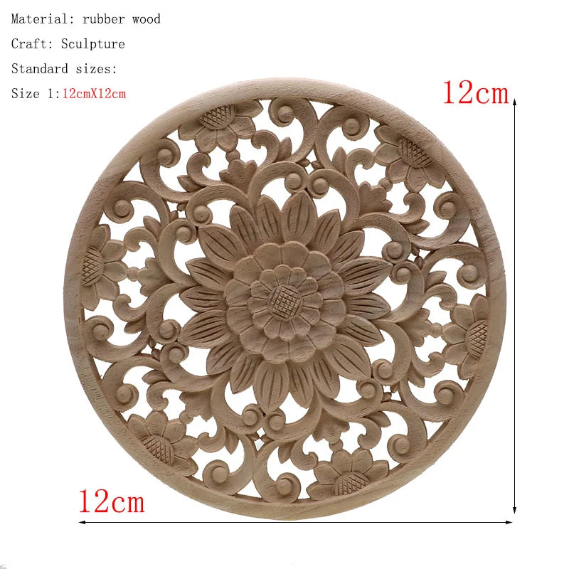 1Pc Unique Natural Floral Wood Carved Wooden Figurines Crafts Corner Appliques Frame Wall Door Furniture Woodcarving Decorative