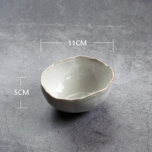 Nordic Ceramic Tableware Irregular Rice Bowl Dessert Salad Bowl Seasoning Bowl Flat Plate Dish Dishes and Plates Sets