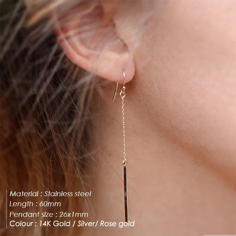 e-Manco Trendy Long Earrings for Women Korean Drop Dangle Earrings Minimalist Fish Hoop Earrings Fashion Jewelry