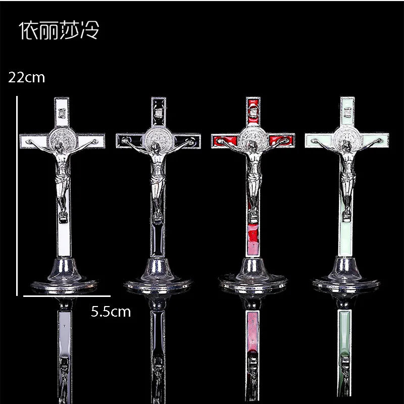 Large Jesus Christian Cross Car Ornament Statue Catholic Cross Santa Cruz Decoration Statue Classic Jesus Cross Statue. 22x5.5CM