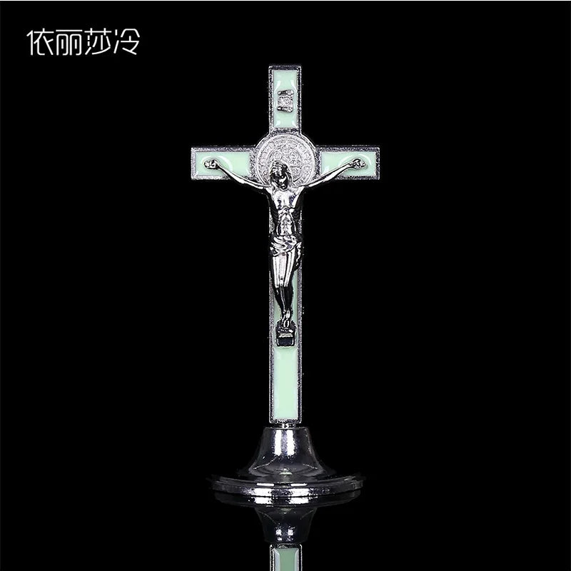 Large Jesus Christian Cross Car Ornament Statue Catholic Cross Santa Cruz Decoration Statue Classic Jesus Cross Statue. 22x5.5CM