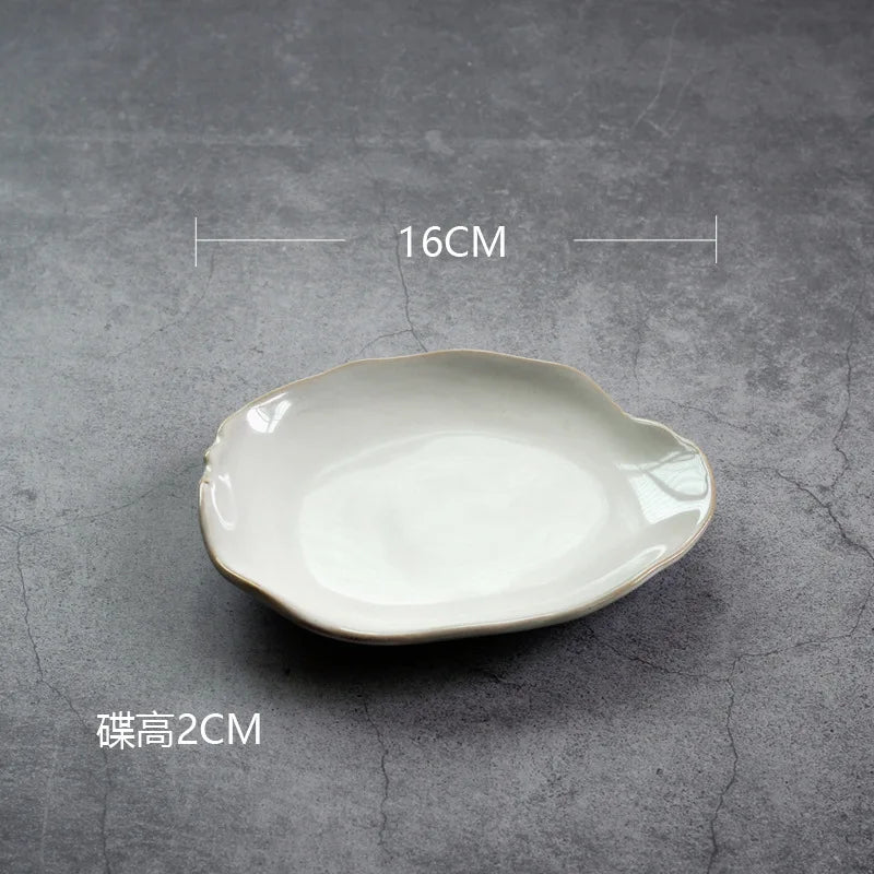 Nordic Ceramic Tableware Irregular Rice Bowl Dessert Salad Bowl Seasoning Bowl Flat Plate Dish Dishes and Plates Sets