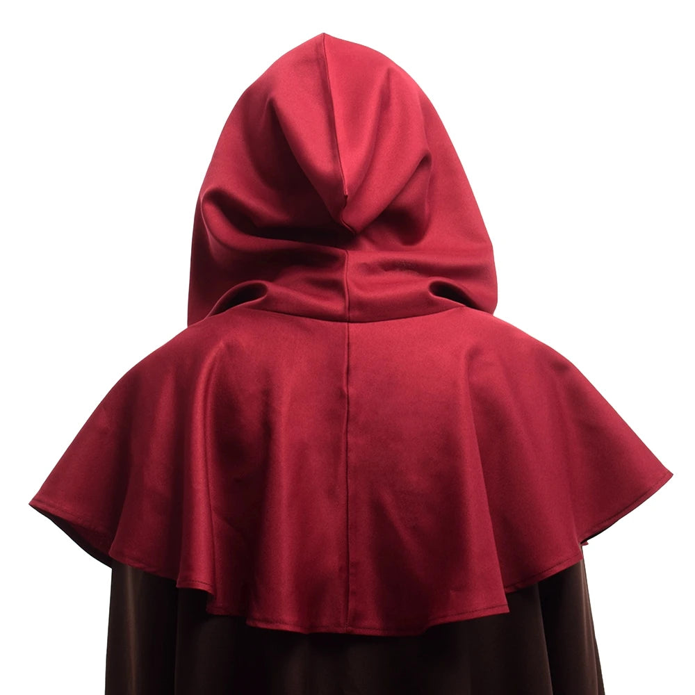 Medieval Priest Monk Costume, Hooded Cape, Renaissance Wicca Pagan Capelet, LARP Mantle, Cowl Hat, Fancy Cosplay Dress Up