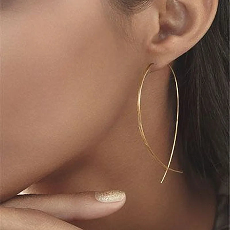 Minimalist Jewelry Fish Shaped Stud Earrings Simplicity Handmade Copper Wire Earring Women Brincos de gota Feminino Geometric