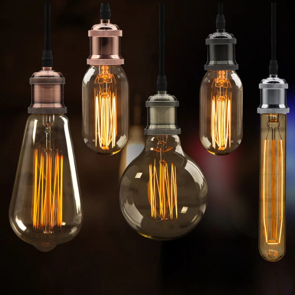 Vintage Retro Edison Lamp Pendant light E27 Socket Pendant lights Screw Bulb base Aluminum Light Industrial Retro Lamp Holder