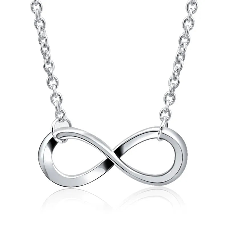 NK609+ Hot Selling New Punk Minimalist Infinity Luck 8 Cross Leaf Pendants Necklaces For Women Jewelry Clavicle Chain Collier