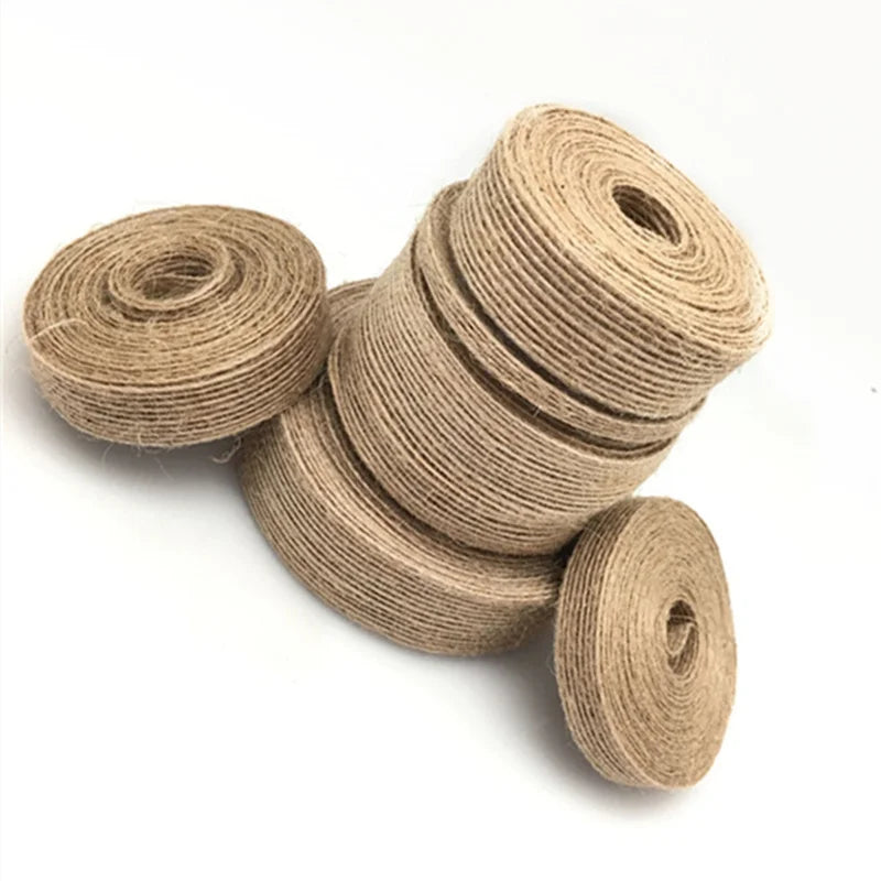 5M 10M Natural Vintage Jute Burlap Ribbon DIY Weddings Belt Strap Floristry Wedding Party Decor Craft   5BB5411