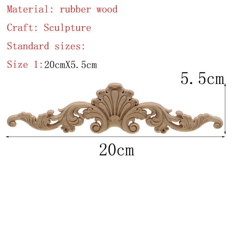 1Pc Unique Natural Floral Wood Carved Wooden Figurines Crafts Corner Appliques Frame Wall Door Furniture Woodcarving Decorative