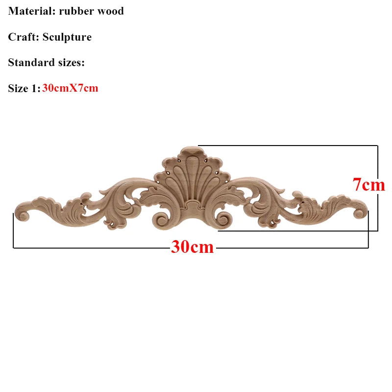 VZLX Unique Natural Floral Wood Carved Wooden Figurines Crafts Corner Appliques Frame Wall Door Furniture Woodcarving Decorative