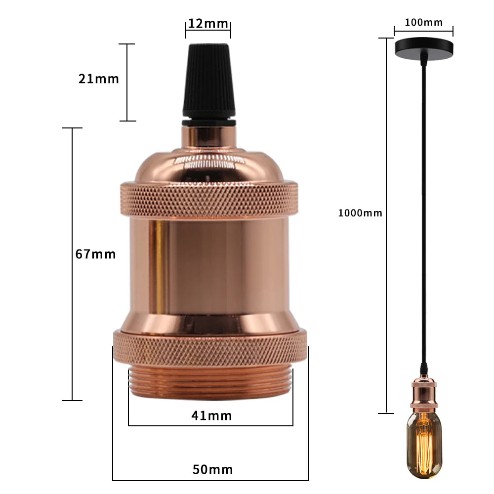 Vintage Retro Edison Lamp Pendant light E27 Socket Pendant lights Screw Bulb base Aluminum Light Industrial Retro Lamp Holder