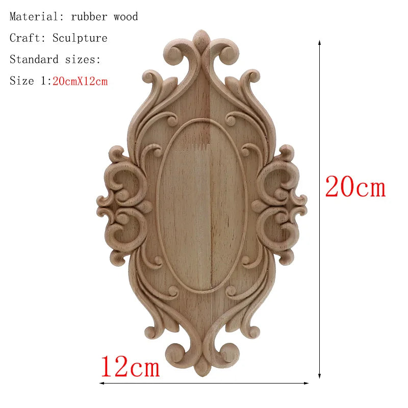 1Pc Unique Natural Floral Wood Carved Wooden Figurines Crafts Corner Appliques Frame Wall Door Furniture Woodcarving Decorative