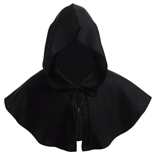 Medieval Priest Monk Costume, Hooded Cape, Renaissance Wicca Pagan Capelet, LARP Mantle, Cowl Hat, Fancy Cosplay Dress Up