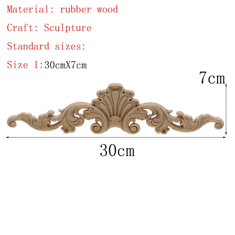 1Pc Unique Natural Floral Wood Carved Wooden Figurines Crafts Corner Appliques Frame Wall Door Furniture Woodcarving Decorative