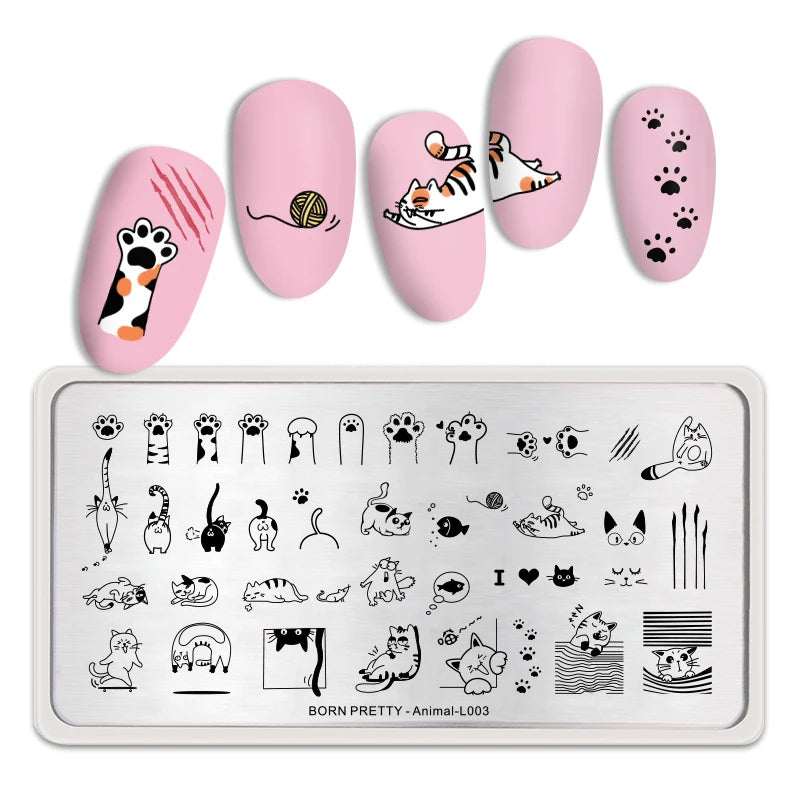 BORN PRETTY Stamping Plates Nail Art Templates Flower Natural Animal French Tips  DIY Nail Design Image Stencil Tool Manicure