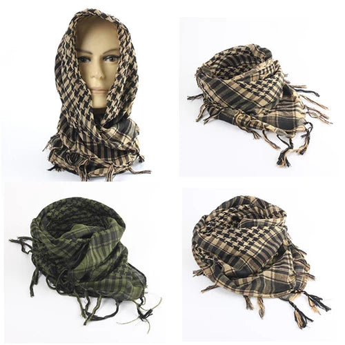 Hunting Scarf Military Shemagh Desert Keffiyeh Head Neck Scarf Arab Wrap with Tassel