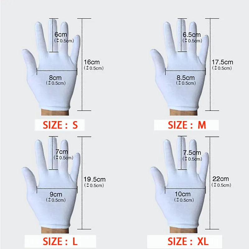 24Pieces/12 Pairs White Cotton Cloth Thin Etiquette Wenwan Quality Inspection Gloves