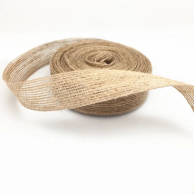 5M 10M Natural Vintage Jute Burlap Ribbon DIY Weddings Belt Strap Floristry Wedding Party Decor Craft   5BB5411