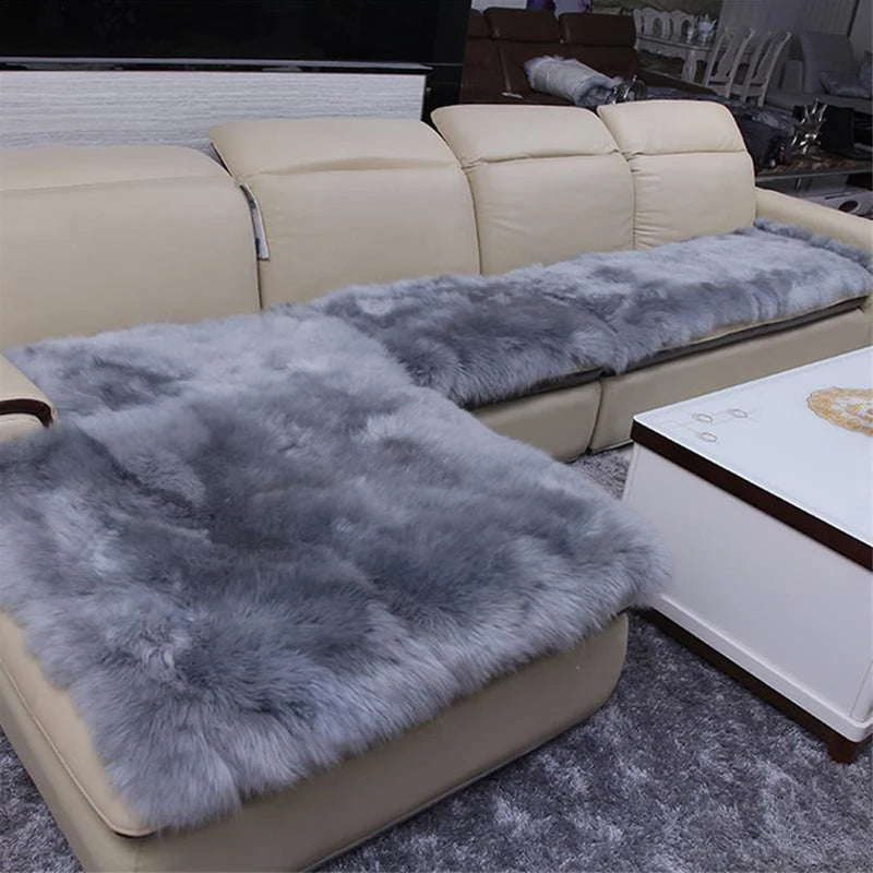MS.Softex-Natural Sheepskin Sofa Cushion, Australian Sheepskin Floor Rug, Seat Cover, Warm Rug, Long Wool Sofa Cover, Winter