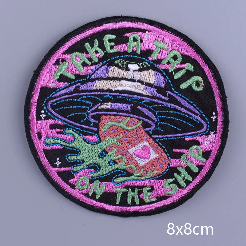 Space Adventure Patch On Clothes Embroidered Patches For Clothing Stickers Mountain Natural Appliques Waves Badge For Jacket DIY