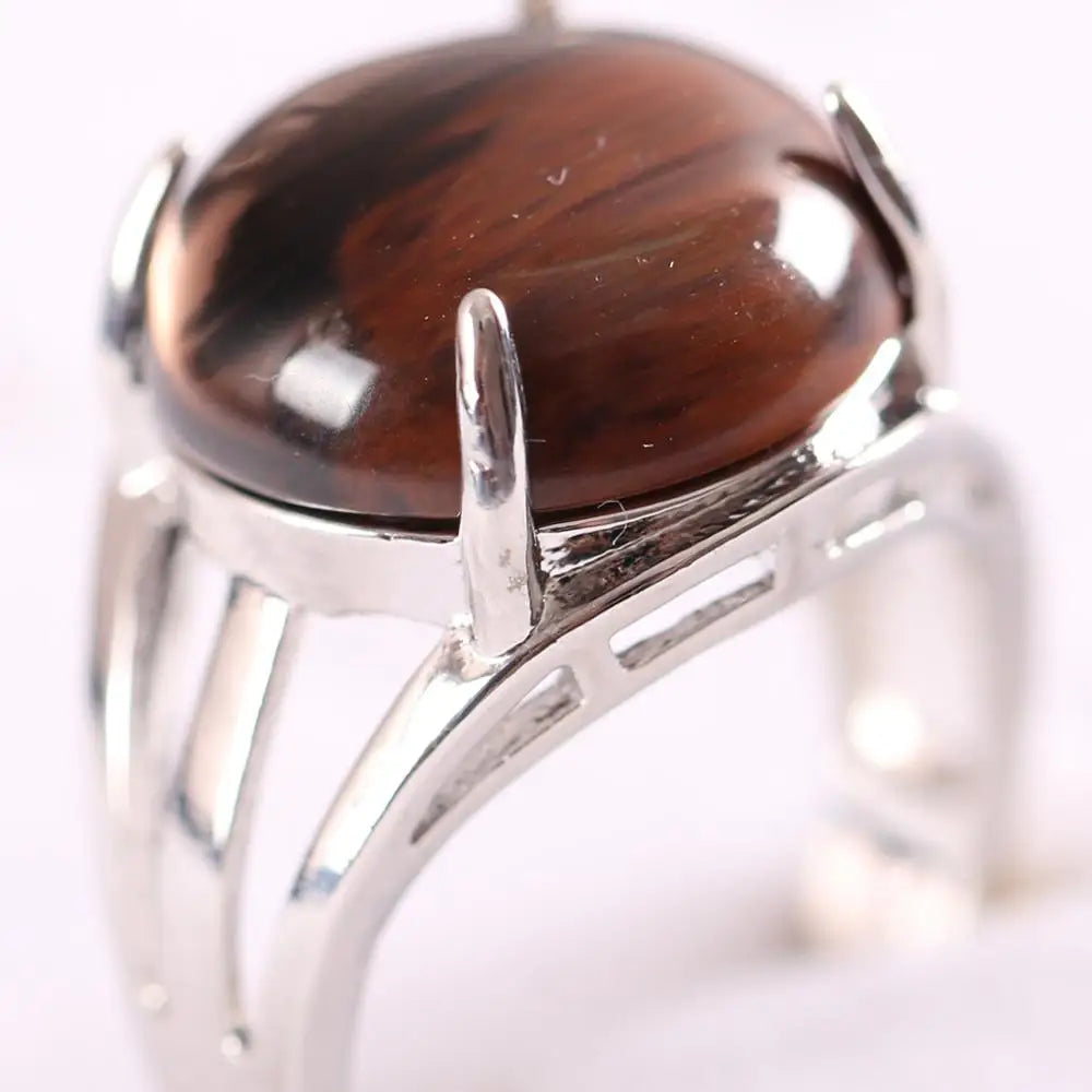 Natural Stone Black Onyx Round CAB Cabochon Bead Finger Rings Jewelry Gift