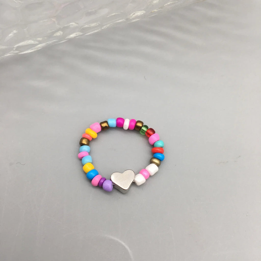 Simple Seed Beads Rings For Women Fashion Crystal Beaded Rings Cute Minimalist Coloful Beads Geometric Stacked Fine Rings