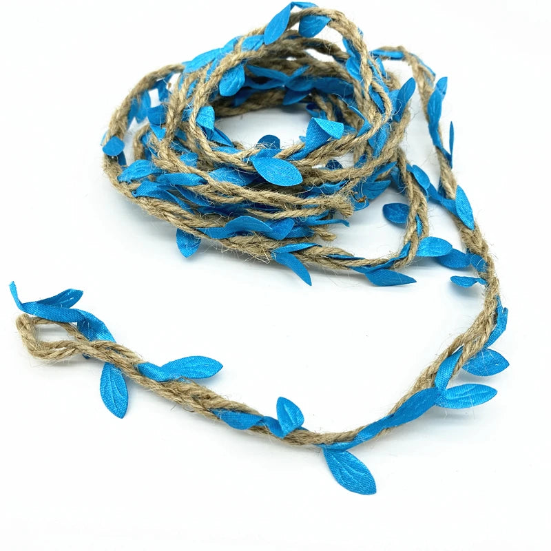 2 yards Leaf Rope Natural Hessian Jute Twine  Burlap Ribbon DIY Craft Vintage For Home Wedding Party Decor
