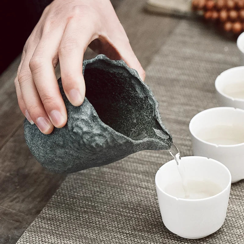 TeaCup Natural Stone Teapot Handcrafted Carving Tea Pitcher Traditional Artistry Tea Server Home Decor Chinese Tea Ceremony Cup