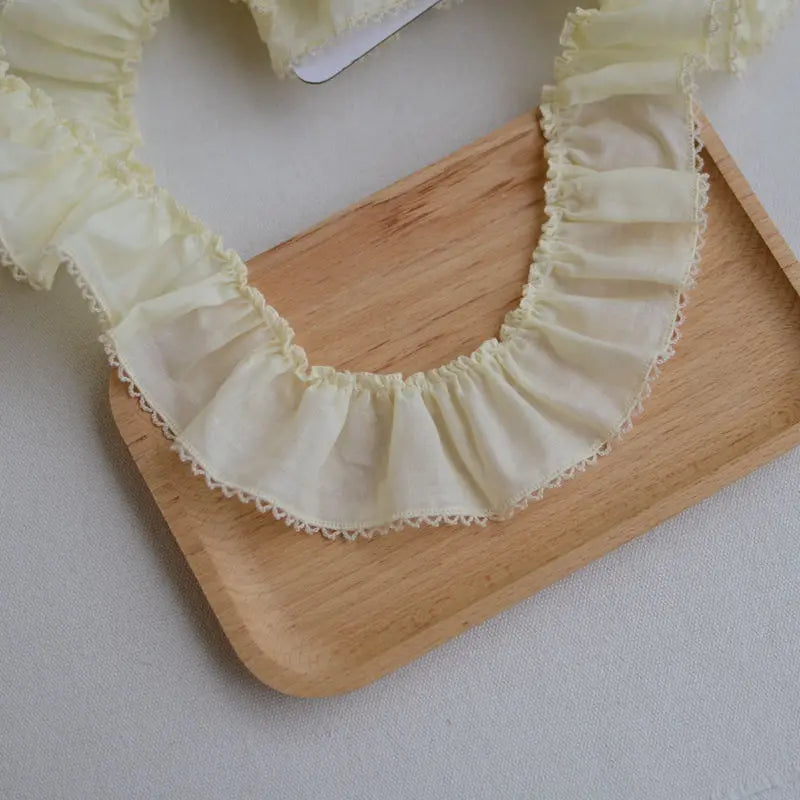 1meter Frilled Cotton Cloth Lace Trim for DIY Crafts Costume Sewing Accessories Yellow White  Cotton Lace Fabric 4.8cm Width