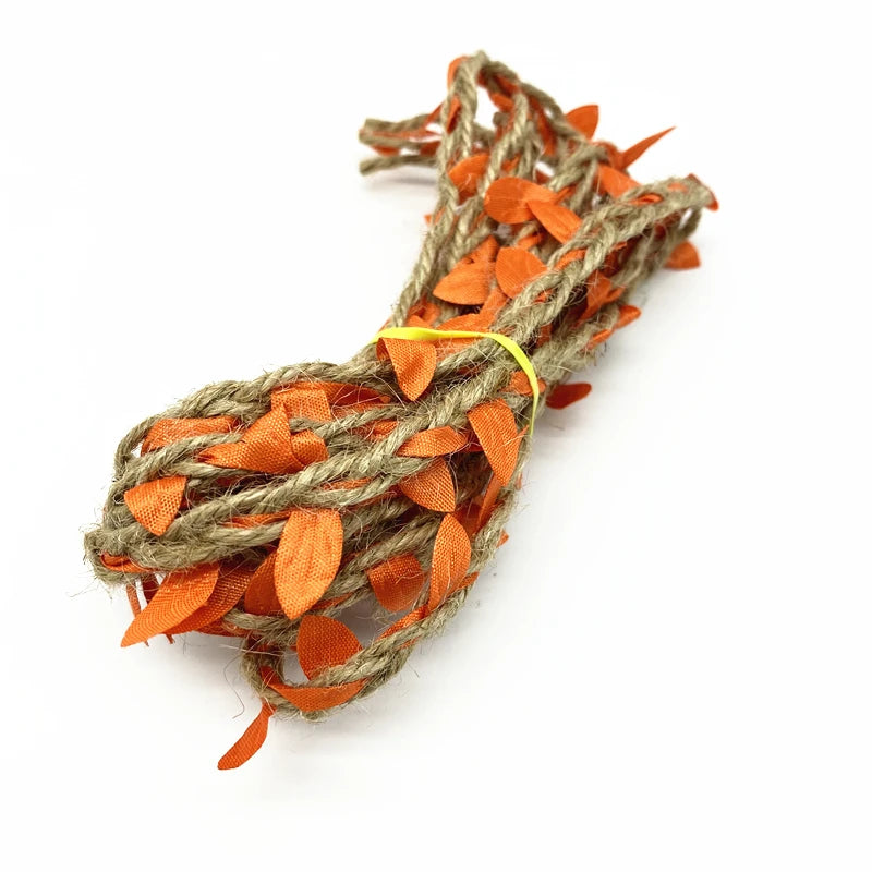 2 yards Leaf Rope Natural Hessian Jute Twine  Burlap Ribbon DIY Craft Vintage For Home Wedding Party Decor