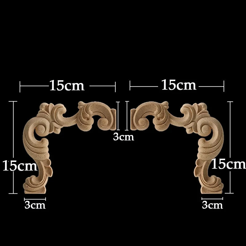 Wood Appliques Corner Flower Exquisite Carving Natural Furniture Wooden Mouldings Vintage Unpainted Accessories Decoration Decal