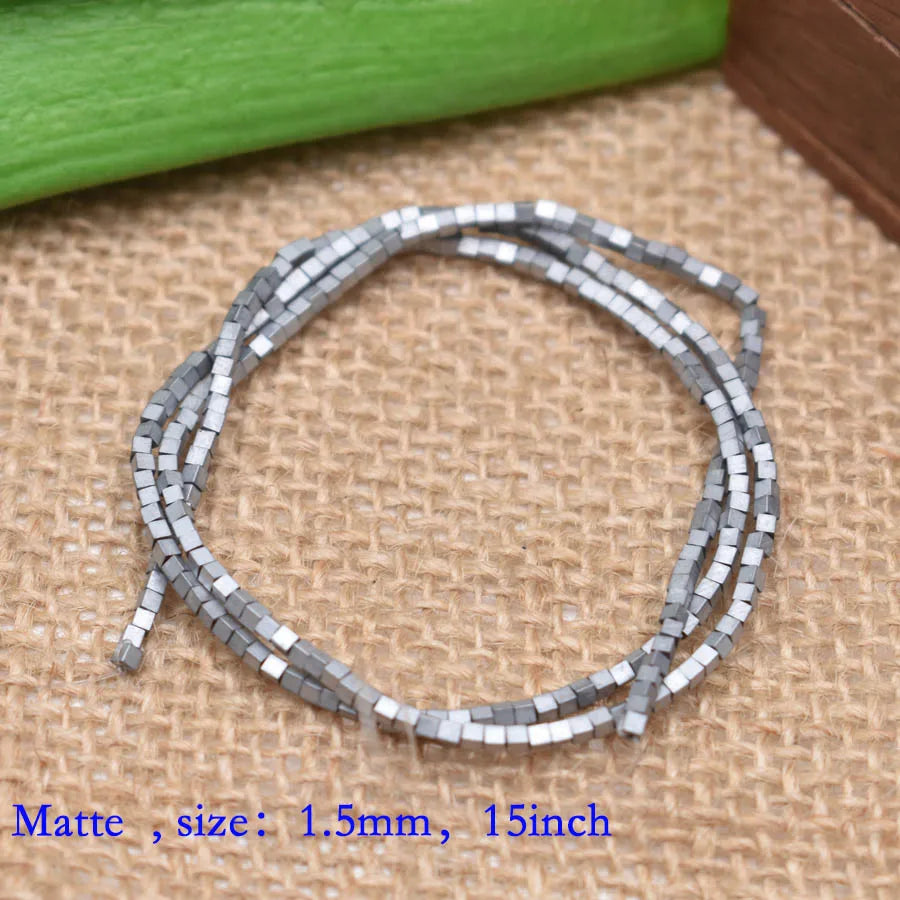 1.5mm Colorful Square Beads 274pcs Natural Stone Beads Hematite Loose Spacer Beads For Jewelry Making DIY Gift Earrings