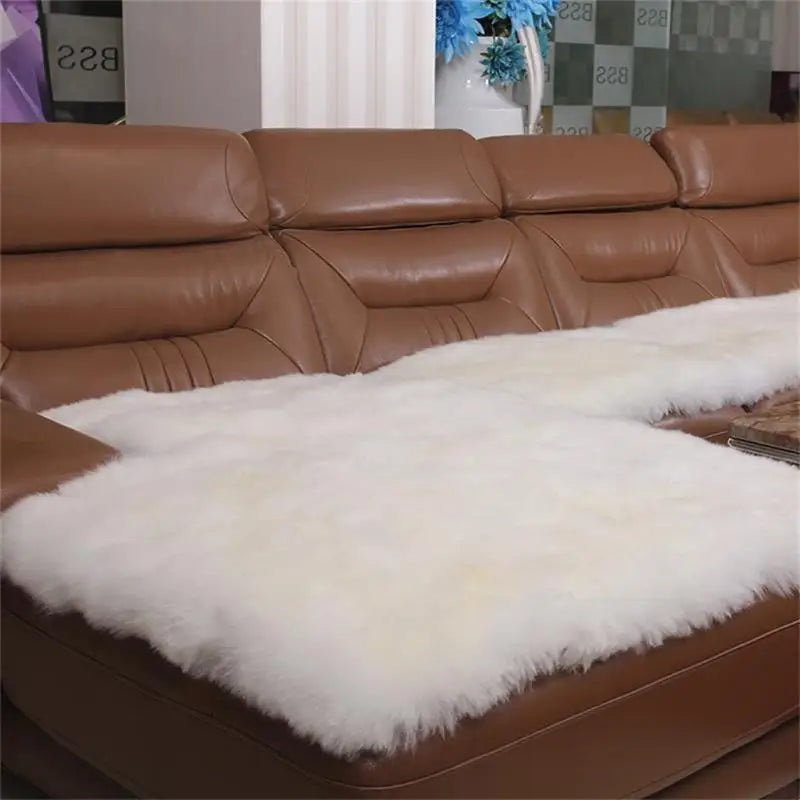 MS.Softex-Natural Sheepskin Sofa Cushion, Australian Sheepskin Floor Rug, Seat Cover, Warm Rug, Long Wool Sofa Cover, Winter