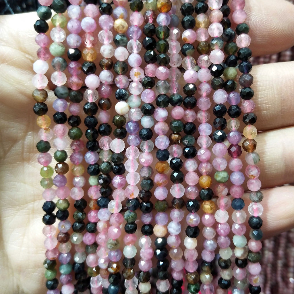 Faceted 2 3MM Natural Jades Rose Quarts Amethysts Small Round Stone Loose Bead For Jewelry Makng Charm DIY Bracele Necklace