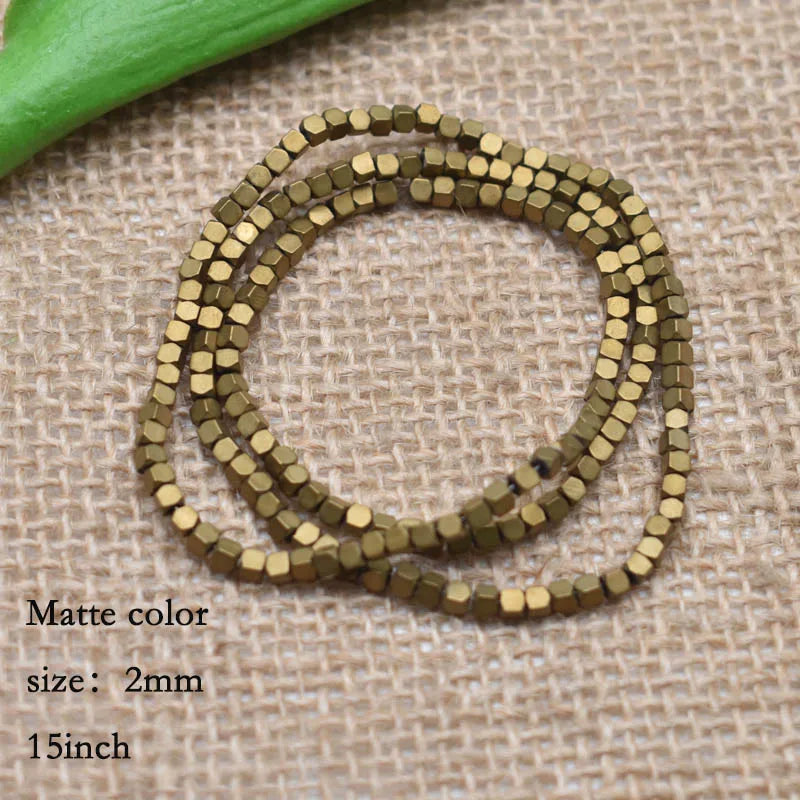 1.5mm Colorful Square Beads 274pcs Natural Stone Beads Hematite Loose Spacer Beads For Jewelry Making DIY Gift Earrings