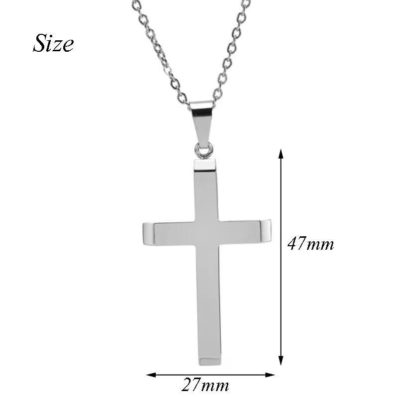 Dropshipping Fashion Classic Stainless Steel Cross Pendant Necklace Simple Jewelry Gifts