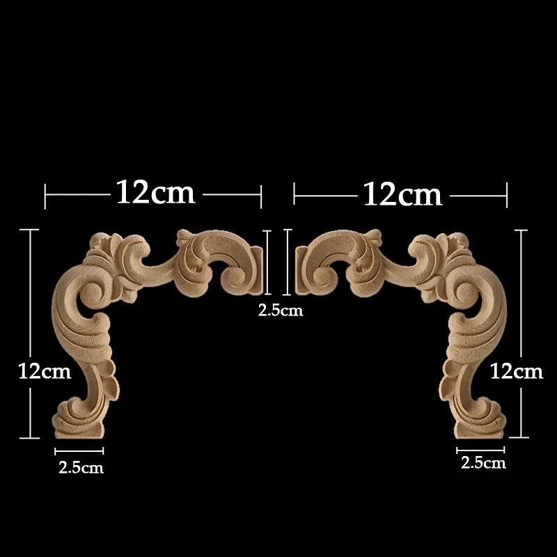 Wood Appliques Corner Flower Exquisite Carving Natural Furniture Wooden Mouldings Vintage Unpainted Accessories Decoration Decal